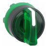 Picture of Head for illuminated selector switch, Harmony XB5, dark grey plastic, green handle, 22mm, universal LED, 3 positions,