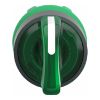 Picture of Head for illuminated selector switch, Harmony XB5, dark grey plastic, green handle, 22mm, universal LED, 3 positions,