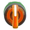 Picture of Head for illuminated selector switch, Harmony XB5, dark grey plastic, orange handle, 22mm, universal LED, 3 positions,