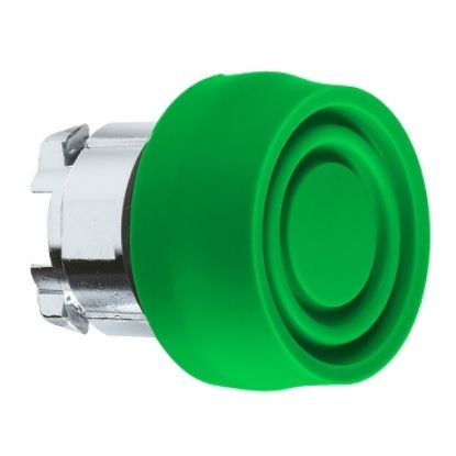 Picture of Harmony XB4, Push button head, metal, flush, green, 22mm, spring return, coloured boot, unmarked