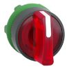 Picture of Head for illuminated selector switch, Harmony XB5, dark grey plastic, red handle, 22mm, universal LED, 3 positions, right to center