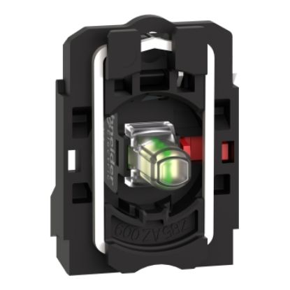 Picture of Complete body contact assembly and light block, Harmony XB5, XB4, with body fixing collar, universal LED, 24V 1NC