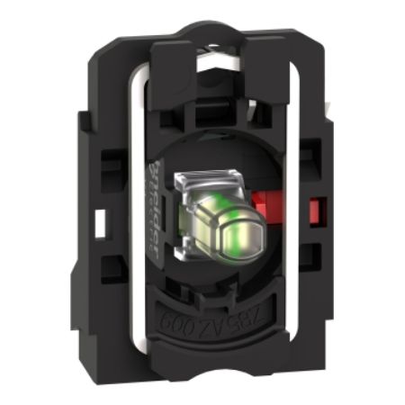 Picture of Complete body contact assembly and light block, Harmony XB5, XB4, with body fixing collar, universal LED, 24V 1NC