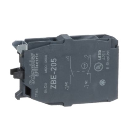 Picture of Double contact block, Harmony XB4, silver alloy, screw clamp terminal, 1NO+1NC