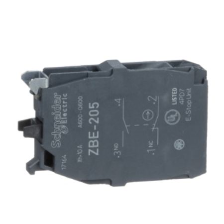 Picture of Double contact block, Harmony XB4, silver alloy, screw clamp terminal, 1NO+1NC