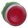 Picture of Head for illuminated push button, Harmony XB5, red flush, 22mm, universal LED, spring return, grooved lens, unmarked