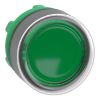 Picture of Head for illuminated push button, Harmony XB5, plastic, green flush, 22mm, universal LED, plain lens, clear boot