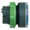Picture of Head for illuminated push button, Harmony XB5, blue flush, 22mm, universal LED, spring return, grooved lens, unmarked