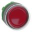 Picture of Head for illuminated push button, Harmony XB5, red flush, 22mm, universal LED, spring return, clear boot, unmarked