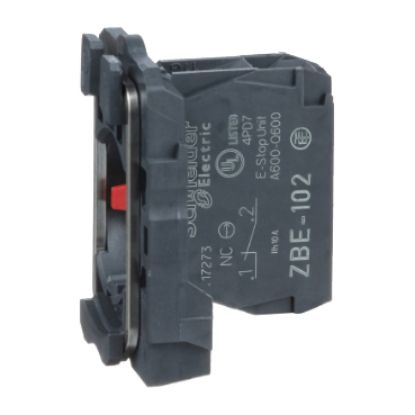 Picture of Harmony XB5, Single contact block with body fixing collar, plastic, screw clamp terminal, 1NC