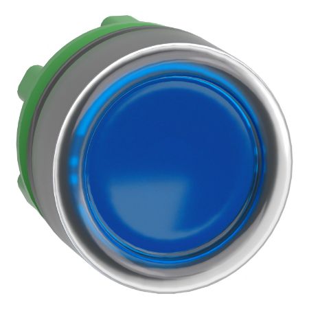 Picture of Head for illuminated push button, Harmony XB5, blue flush, 22mm, universal LED, spring return, unmarked