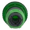 Picture of Head for illuminated push button, Harmony XB5, plastic, green mushroom 40mm, 22mm, latching turn to release, clear boot