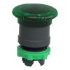 Picture of Head for illuminated push button, Harmony XB5, plastic, green mushroom 40mm, 22mm, latching turn to release, clear boot