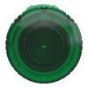 Picture of Head for illuminated push button, Harmony XB5, plastic, green mushroom 40mm, 22mm, latching turn to release, clear boot