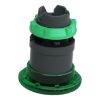 Picture of Head for illuminated push button, Harmony XB5, plastic, green mushroom 40mm, 22mm, latching turn to release, clear boot