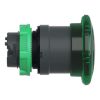 Picture of Head for illuminated push button, Harmony XB5, plastic, green mushroom 40mm, 22mm, latching turn to release, clear boot
