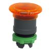 Picture of Head for illuminated push button, Harmony XB5, plastic, orange mushroom 40mm, 22mm, latching turn to release, clear boot