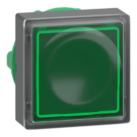 Picture of Head for illuminated push button, Harmony XB5, green square square flush, 22mm, universal LED, for insertion of legend