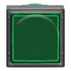 Picture of Head for illuminated push button, Harmony XB5, green square square flush, 22mm, universal LED, for insertion of legend