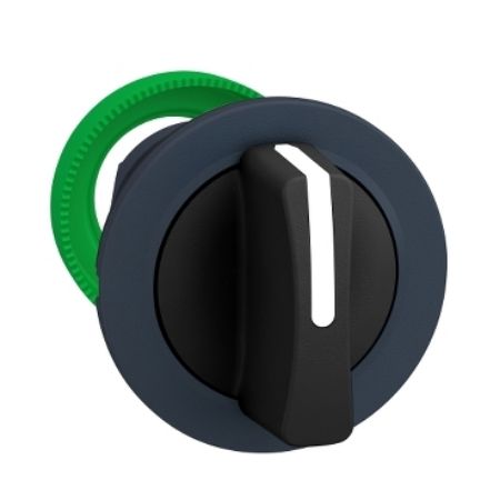 Picture of Antimicrobial flush mounted selector switch head, Harmony XB5, plastic, black, 30mm, 3 positions, spring return left to center