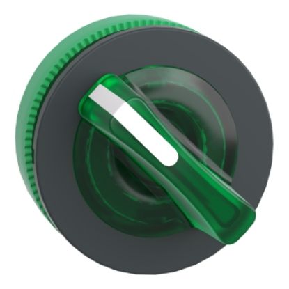 Picture of Head for illuminated selector switch, Harmony XB5, universal LED,  green handle, flush, 22mm, 2 positions, stay put