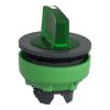 Picture of Head for illuminated selector switch, Harmony XB5, plastic, green handle, flush mounted, universal LED, 3 positions