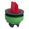Picture of Head for illuminated selector switch, Harmony XB5, plastic, red handle, flush mounted, universal LED, 3 positions