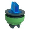 Picture of Head for illuminated selector switch, Harmony XB5, plastic, blue handle, flush mounted, universal LED, 3 positions