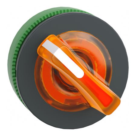 Picture of Head for illuminated selector switch, Harmony XB5, plastic, orange handle, universal LED, 2 positions, spring return