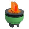 Picture of Head for illuminated selector switch, Harmony XB5, plastic, orange, universal LED, 3 positions, spring return
