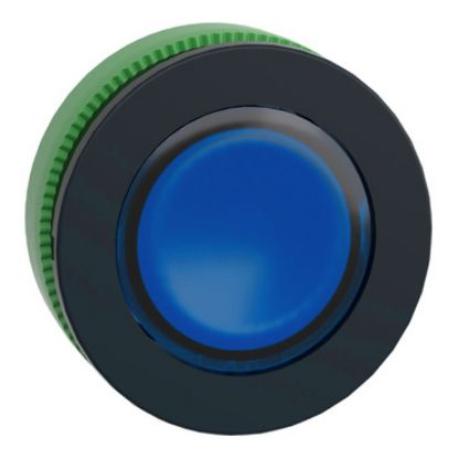 Picture of Head for pilot light, Harmony XB5, antimicrobial, plastic, blue, 30mm, universal LED, plain lens