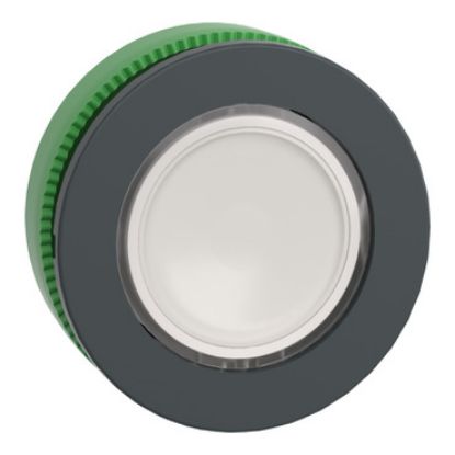 Picture of Head for illuminated push button, Harmony XB5, antimicrobial, plastic, white, 30mm, universal LED, plain lens