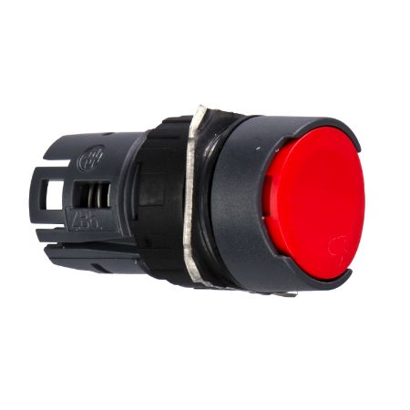 Picture of Head for non illuminated push button, Harmony XB6, red flush, 16mm, integral LED, spring return, unmarked
