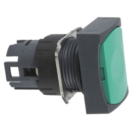 Picture of Head for non illuminated push button, Harmony XB6, green rectangular flush, 16mm, integral LED, spring return, unmarked