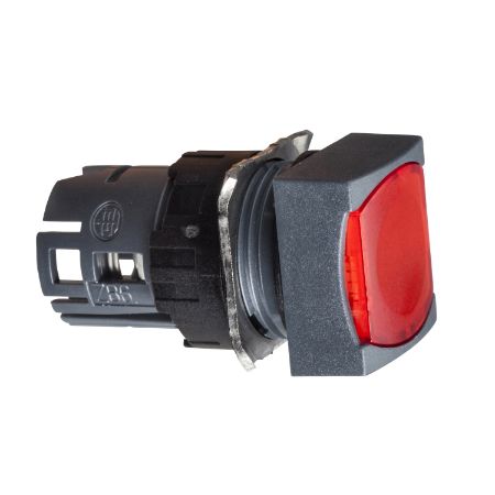Picture of Head for illuminated push button, Harmony XB6, red square flush, 16mm, spring return, 12…24V, unmarked