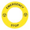 Picture of Legend holder 60mm for emergency stop, plastic, Harmony XB4, yellow, for padlocking, marked EMERGENCY STOP