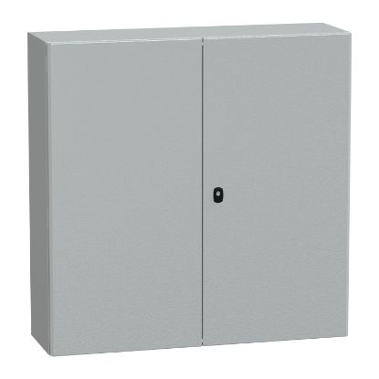 Picture of Wall mounted steel enclosure, PanelSeT S3D, double plain door, with mounting plate, 1000x1000x300mm, IP55, IK10
