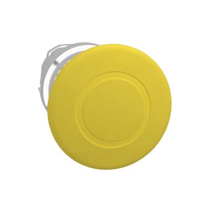 Picture of Mushroom push button head 40mm, Harmony XB4, metal, yellow, 22mm, latching push pull