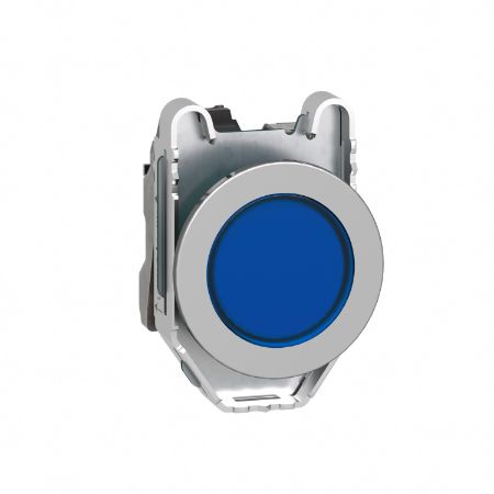 Picture of Pilot light, Harmony XB4,metal, blue flush mounted, 30mm, universal LED, plain lens, 24V AC DC