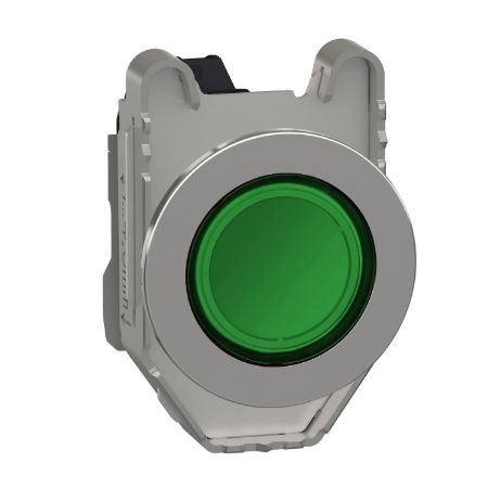 Picture of Pilot light, Harmony XB4,metal, green flush mounted, 30mm, universal LED, plain lens, 230...240V AC