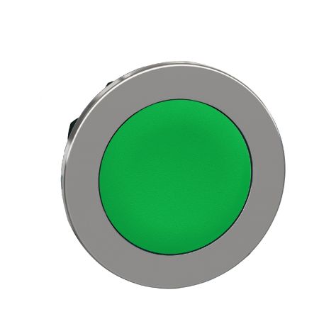 Picture of Flush mounted push button head, Harmony XB4, metal, green, 30mm, spring return, unmarked