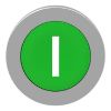 Picture of Flush mounted push button head, Harmony XB4, metal, green, 30mm, spring return, marked I