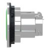 Picture of Flush mounted push button head, Harmony XB4, metal, green, 30mm, spring return, marked I