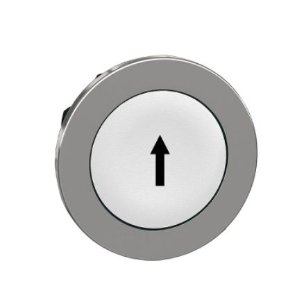 Picture of Flush mounted push button head, Harmony XB4, metal, white, 30mm, spring return, marked UP ARROW