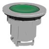 Picture of Head for illuminated push button, Harmony XB4, metal, green flush mounted, 30mm, universal LED, for legend of insertion
