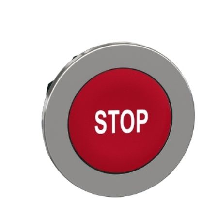 Picture of Head for non illuminated push button, Harmony XB4, flush mounted red flush caps pushbutton white marked "STOP"