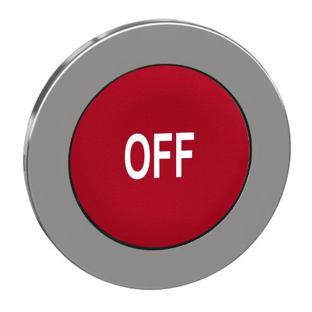 Picture of Head for non illuminated push button, Harmony XB4, flush mounted red flush caps pushbutton white marked "OFF"