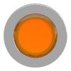 Picture of Head for illuminated push button, Harmony XB4, metal, orange flush mounted, 30mm, universal LED, unmarked