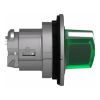 Picture of Head for illuminated selector switch, Harmony XB4, universal LED,  green handle, flush, 30mm, 2 positions, stay put