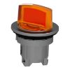 Picture of Head for illuminated selector switch, Harmony XB4, metal, orange handle, flush mounted, 30mm, universal LED, 2 positions